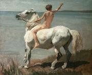 Rudolf Koller Chico con caballo oil on canvas